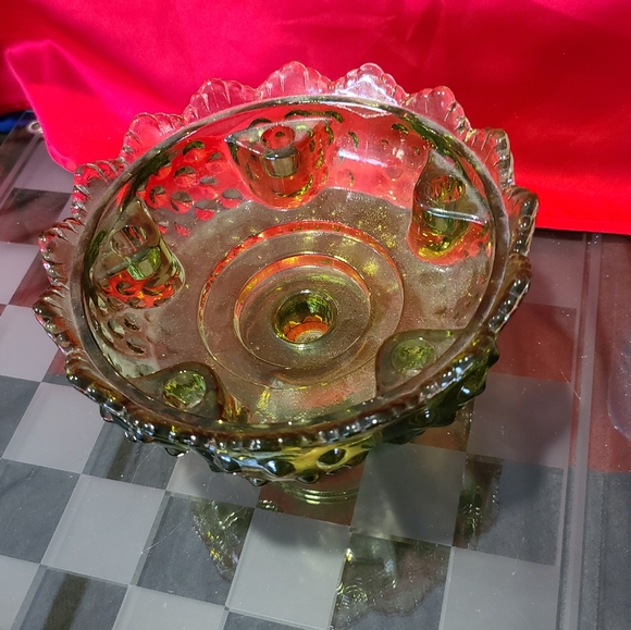 Fenton Hobnail Green Glass Candle Stick Holder Holds 6 Candles main image 2